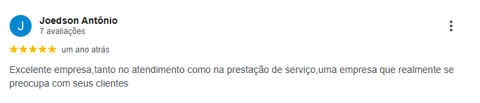 Avaliação 5 estrelas de Joedson Antônio no Google